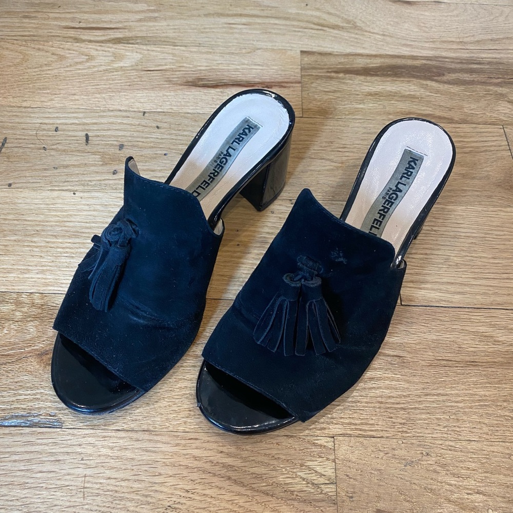 Karl Lagerfeld suede heels with tassel